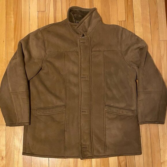 Utex Shearling Jacket faux fur Mens XL Brown Warmer - Picture 2 of 15